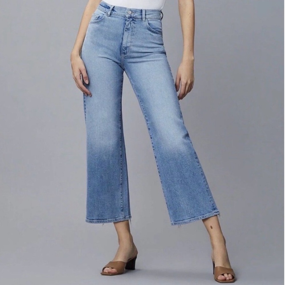 DL1961 Jeans Hepburn High Rise Wide Leg Droplet Light Wash 28 Droplet NWT
